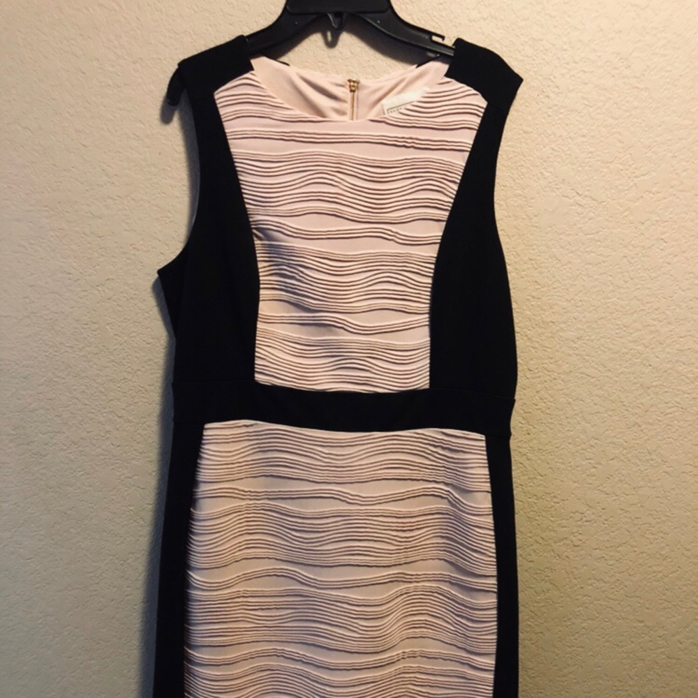 Flattering, blush and black dress, sz 12/L